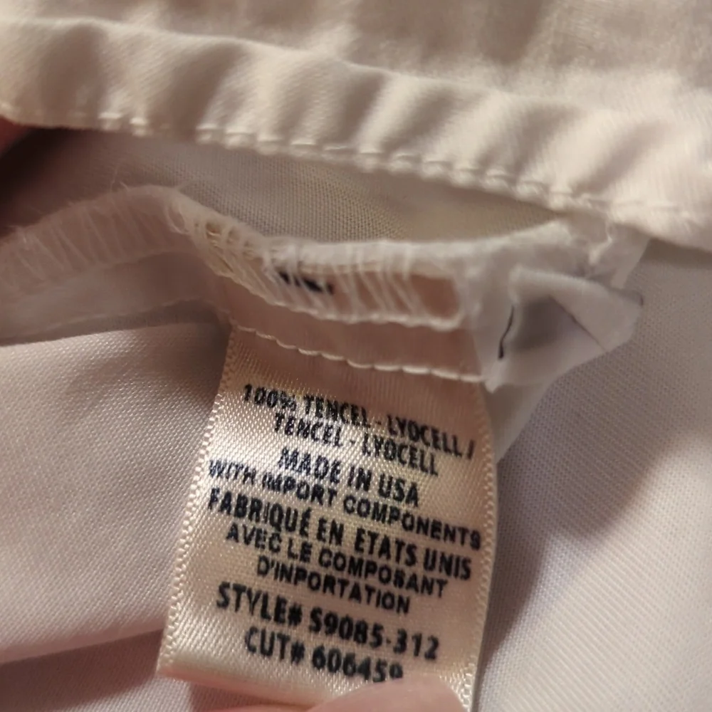 Side Stitch White button Placket Shirt Tencel Chest Pockets Tab Sleeves Sz S - Picture 8 of 10